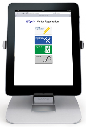 iSignIn Screen Shot.  An iPad solution for Visitor Registration and Visitor Management.